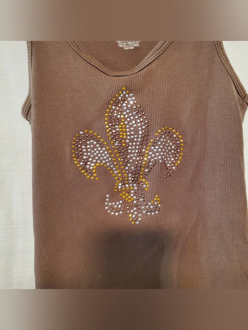 Brown Bedazzled Tank Top